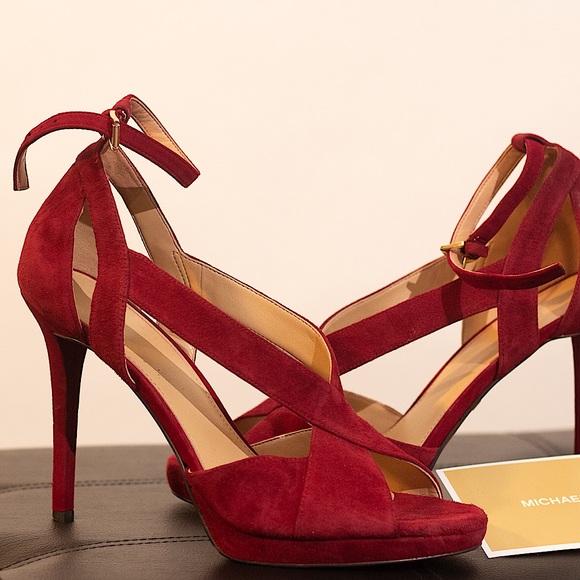 Strappy Maroon Heels - Picture 1 of 4